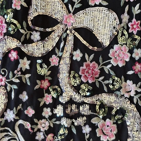 Needle & Thread Black Maxi Dress with Pink Floral Embroidery - Picture 2 of 6